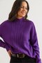 Women's Purple Stand Collar Mid Hair Braided Knitwear Sweater Kzk- 19000912