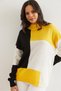 Women's Yellow Black Color Block Knitwear Sweater Kzk-19000821 - 4