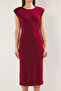 Burgundy Fitted Padded Stretchy Midi Knitted Dress Twoss25El00113 - 5