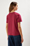 Bordo-Çok Renkli %100 Pamuk 2'li Paket Regular Kalıp Basic V Yaka  Örme T-Shirt TWOSS23TS00002 - 7