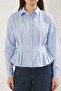 Açık Mavi Fitted/Bele Oturan Dokuma Gömlek TWOAW24GO00186 - 8