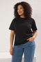 Siyah Regular Fit Sırtı Bağlama/Fiyonk Detaylı Örme Büyük Beden T-shirt TBBSS25BF00000 - 3