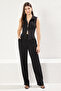 Siyah Ceket Yaka Fitted Dokuma Yelek TWOSS25YE00064 - 2