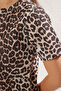 Çok Renkli Leopar Desenli Eteği Fırfırlı Kahverengi Mini Comfort/Esnek Denim Elbise TWOSS25EL00079 - 5