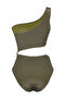 Khaki Single Shoulder Cut Out/Window Glitter Maini Tbess25My00003 - 6