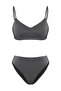 Siyah Simli Bralette Kaplı Regular Yüksek Bel Bikini Takımı TBESS25BT00109 - 6