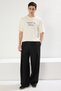 Ecru Oversized /Wide Cut Crew Neck Letter Embroidered Short Sleeve T-Shirt Tmnss25Ts00023 - 2