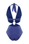 Saks Derin V Yaka Cut Out Detaylı Aksesuarlı Simli Regular Mayokini TBESS25MY00005 - 9