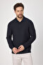 Lewin Men's Navy Blue 100% Cotton Waffle-Free Stretching Fabric Slim Fit Long Sleeve Polo T-Shirt - 3