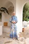 Women's Hijab Patterned Belted Long Viscose Dress - 3