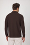 Lewin Men's Dark Brown 100% Cotton Non-Waffle Stretching Fabric Slim Fit Long Sleeve Polo T-Shirt - 6