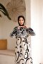 Women's Hijab Patterned Belted Long Viscose Dress - 3