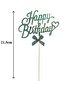 Handwritten Happy Birthday Cake 3D Double-Sided Birthday Cake Decoration for Cake with Bow