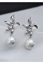 Pearl Flower Silver Woman Dangle Earrings - 2