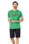 6073 Men's Short Sleeve Shorts Pajamas Set-Green