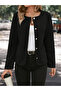 Women's Long Sleeve Round Neck Front Buttoned Stamp Jacket - 5