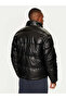J&J Terrain Cold Proof Pu Leather Hooded Puffer Coat Black - 5