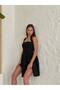 Women's Evening Dress Ruffle Hem Neck Fabric Tie down Mini Dress - Evening Dress & Graduation Dress - 3
