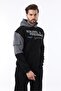 Men's Black Hooded Pocket Detailed Printed Sweatshirt 7058 - 2