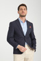 Pieros Men's Dark Navy Cotton Blended Slim Fit Slim Fit Four Seasons Blazer Jacket - 5