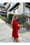 Red Pleated Mini Skirt Fisherman Sweater Bottom Top Knitwear Set - 5