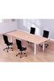 Meeting Table Conference Table with Wire Management & Metal Legs-4 Seater, U-Leg (Oak)