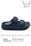 Double Buckle Lightweight Eva Summer Beach Slippers Pool Slippers Washroom Slippers Navy Blue - 2