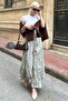 Shiny Mint Green Wrinkled Pattern Women's Skirt Mg2290 - 5