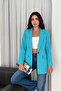 Blue Single Button Tuvit Fabric Lined Jacket - 2