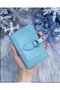 Women's Blue Wallet Card Holder Gold Accessory Damla Medium Size 009