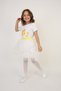 Girl's Yellow Daisy Print Sequined T-Shirt Daisy Skirt Suit 23 April 29 October Show Outfit - 5