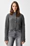 Women's Wendy Soft Texture Stand Collar Anthracite Knitwear Cardigan