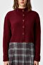 Women's Wendy Soft Texture Stand Collar Claret Red Knitwear Cardigan - 3