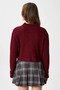 Women's Wendy Soft Texture Stand Collar Claret Red Knitwear Cardigan - 7