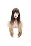 Straight Riveted Long Fiber Synthetic Wig - Ashy Black / Honey Foam Ombrel