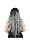 Water Wave Long Rivetless Fiber Synthetic Wig - Black / Grey Ombreli - 4