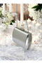 Silver Gray Lame Wrinkled Skin Leather Metallic Color Chain Strap Evening Dress Bag - 5
