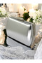 Silver Gray Lame Wrinkled Skin Leather Metallic Color Chain Strap Evening Dress Bag