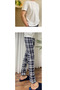 Navy Blue White Regular Fit Bottom Plaid Checked Cotton Knitted Crew Neck Men's Pajama Set - 2