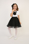 Girl's Black Bow Detail T-Shirt Black Polka Dot Skirt Suit April 23, October 29 Show Outfit - 5