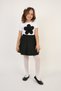 Girl's Black Floral Print T-Shirt Black Scuba Skirt Suit April 23, October 29 Show Outfit - 5