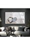 Hari̇kabi̇rev | Beige-Cream-Grey Abstract Patterned Shape 1 | Framed Tempered Glass Table Single Horizontal
