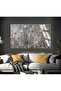 Hari̇kabi̇rev | Gray-Gold Flower Details Abstract Model | Framed Tempered Glass Table Single Horizontal