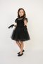 Girl's Black Polka Dot Print Tulle Dress with Sleeves 23 April 29 October Show Outfit - 3