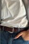 Boris Silver Buckle Women's Belt (Burgundy) - 2