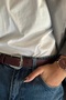 Boris Silver Buckle Women's Belt (Burgundy)