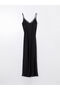 V-Neck Lace Detailed Satin Strap Dress - 6
