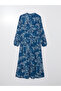 Nevavm Oval Collar Floral Dress with a Difference - 6