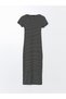 LCW Crew Neck Striped Short Sleeve Women's Bodycon Dress - 6