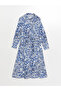 Nevavm Women's Patterned Long Sleeve Shirt Dress with Difference - 6